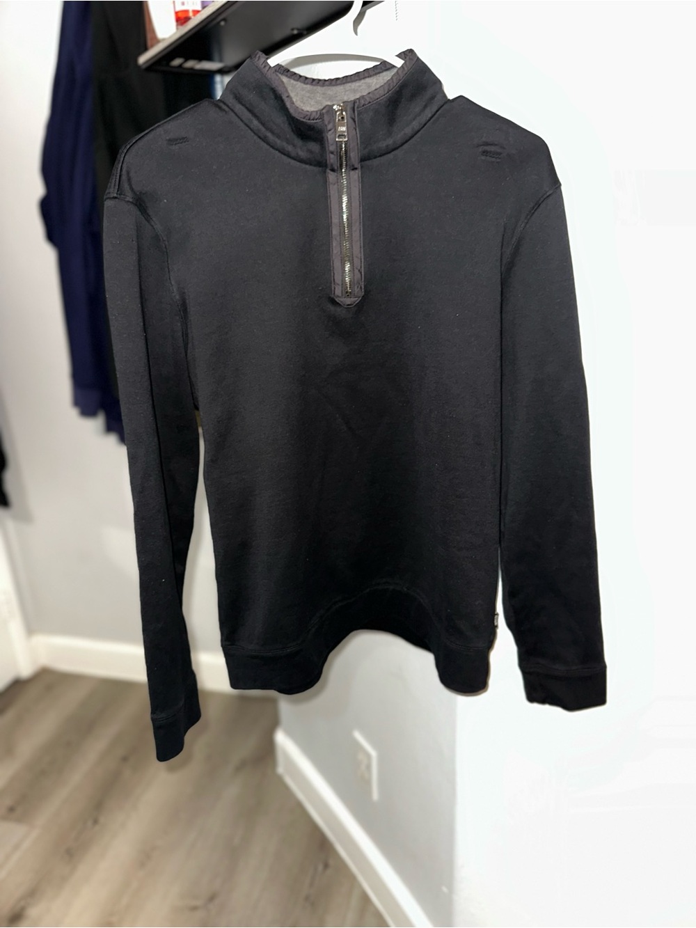 Hugo Boss Men's Black Quarter-Zip Sweater